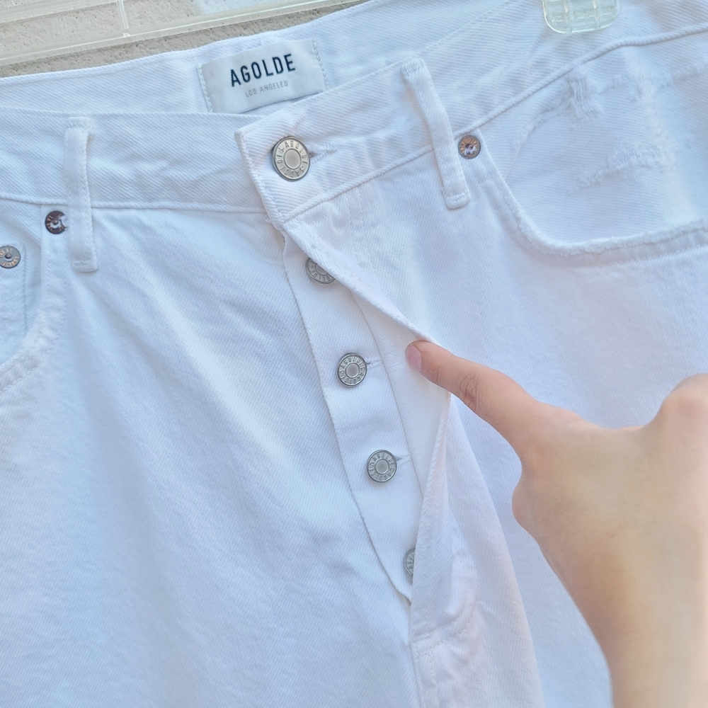Agolde | 90's Mid Rise Loose Distressed Jeans in Vanish Size 31 - Picture 4 of 11